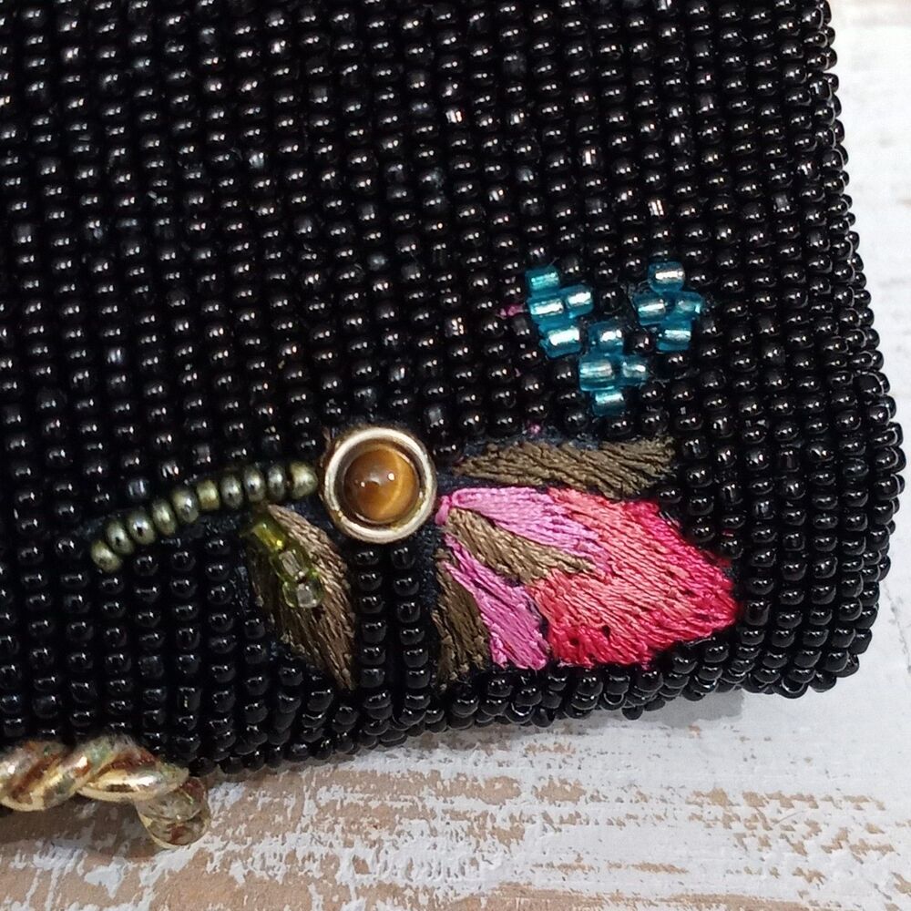 Mary Frances Queen of Everything Hand Beaded Leopard Floral Crossbody Whimsygoth - Picture 4 of 15